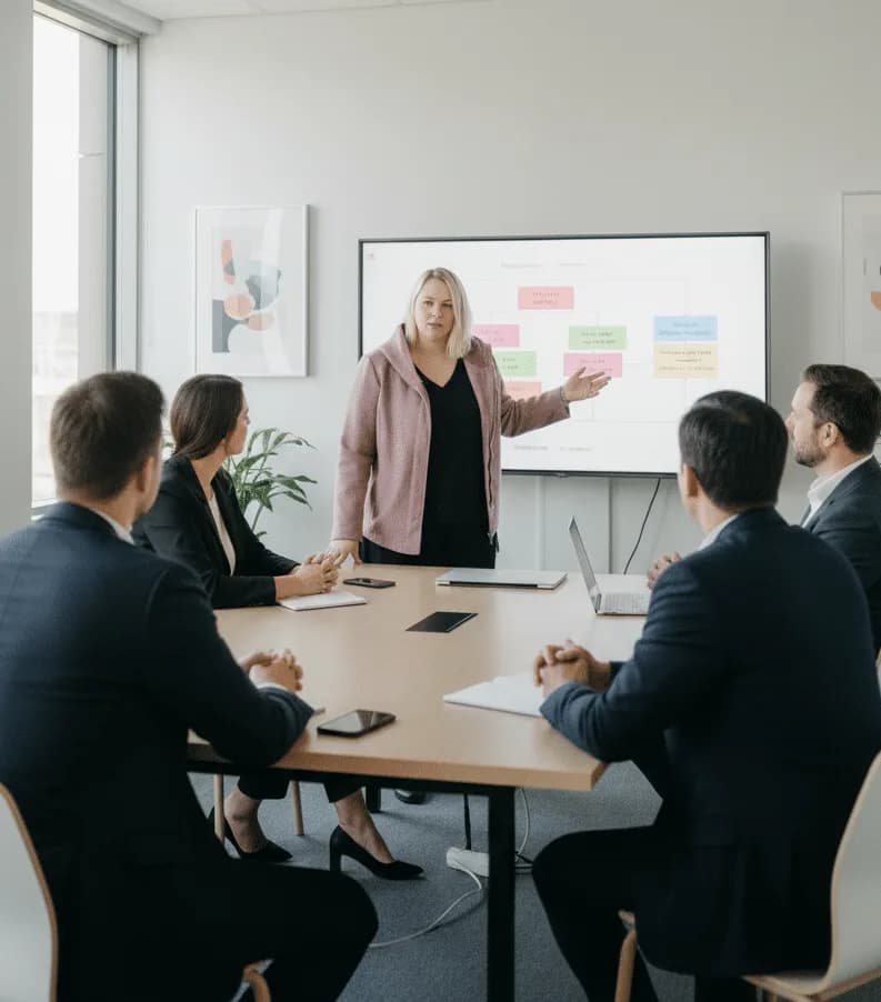Eva Czaja leitet einen Workshop mit einem Team